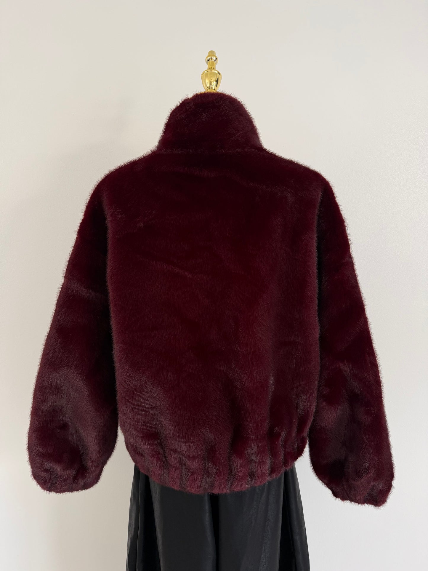 Amarena Faux-Fur Bomber – Burgundy