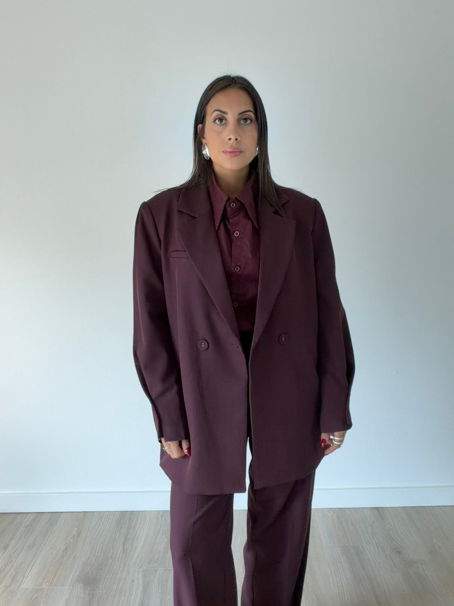 Maria Burgundy Pants & Blazer Set
