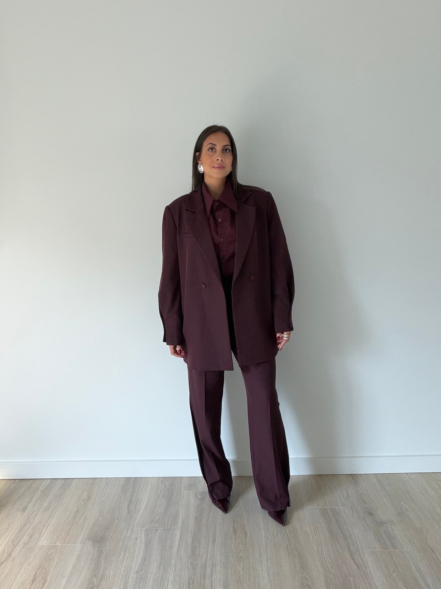 Maria Burgundy Pants & Blazer Set