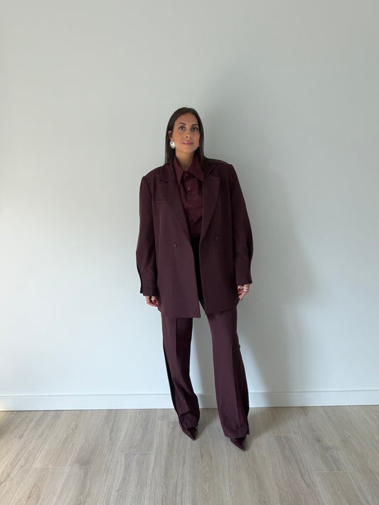 Maria Burgundy Pants & Blazer Set