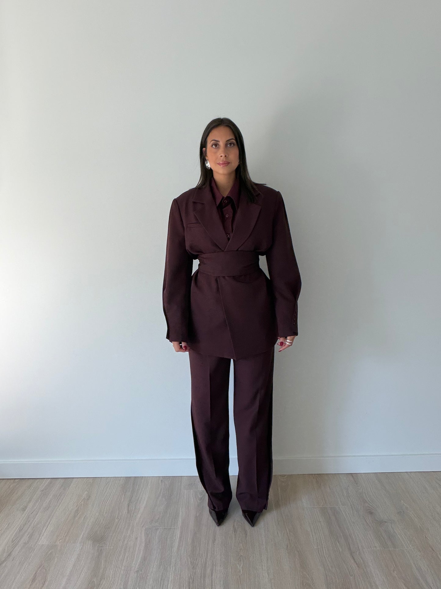 Maria Burgundy Pants & Blazer Set