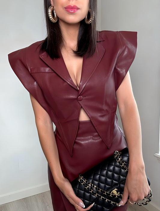 Faux Leather Skirt and Vest set