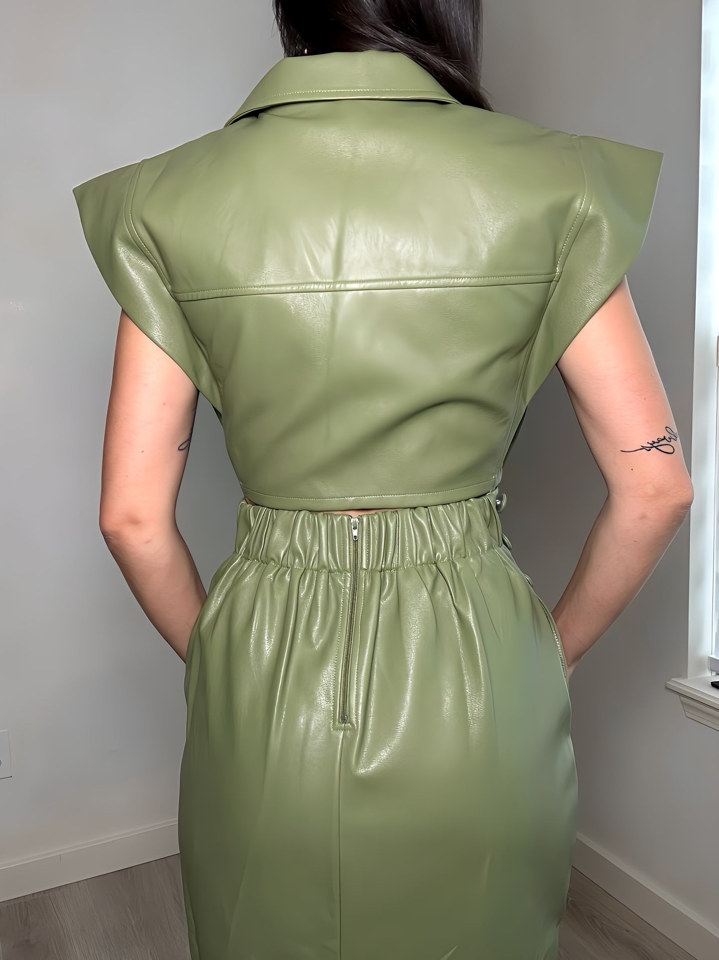Faux Leather Skirt and Vest set