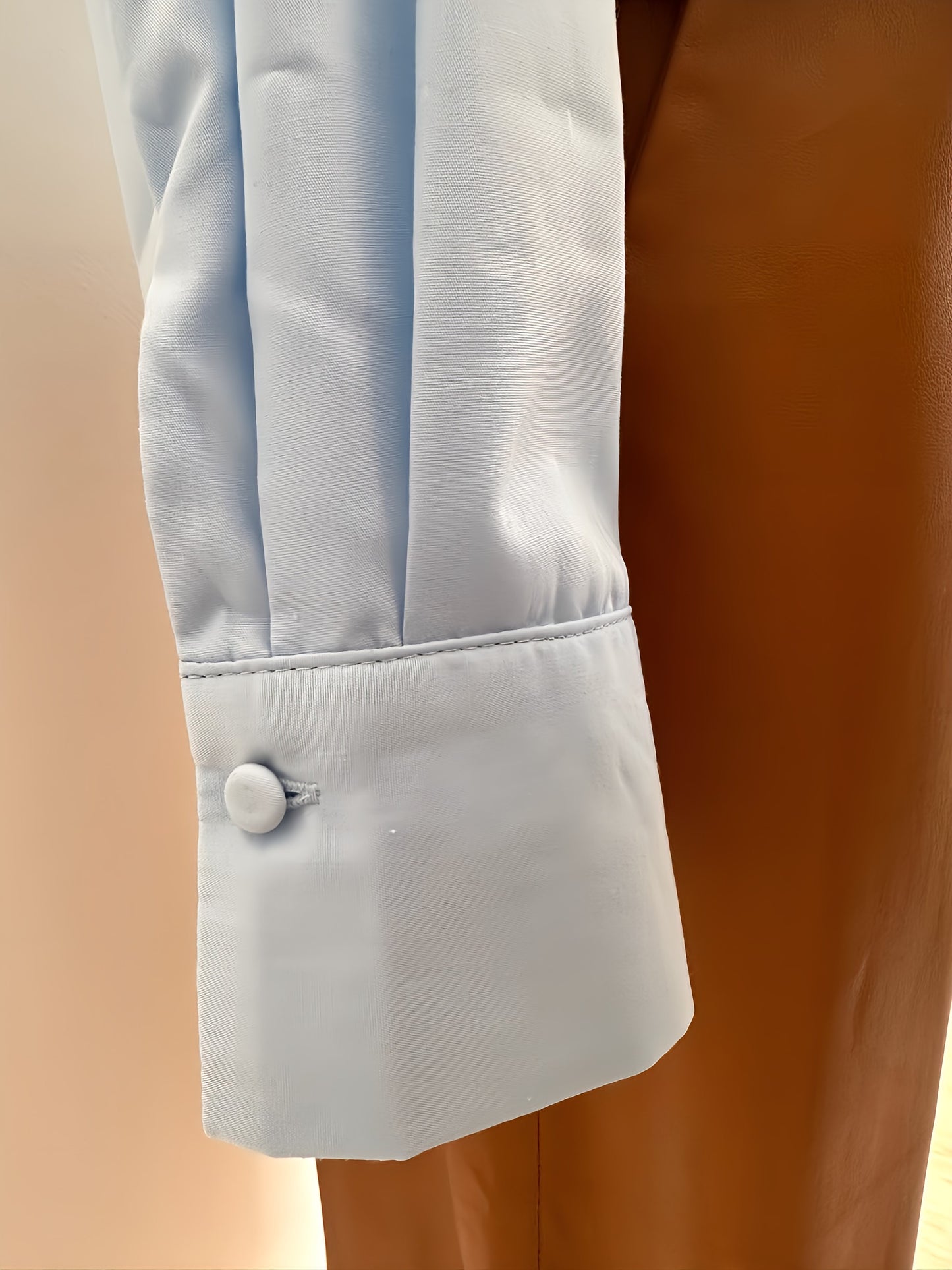 Blue Button-up Shirt with Rhinestones Details