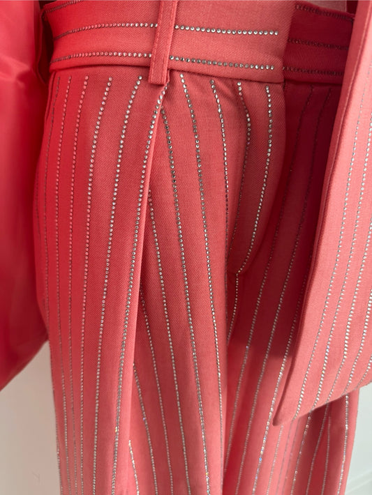 Pink/Salmon Striped Rhinestone Pants