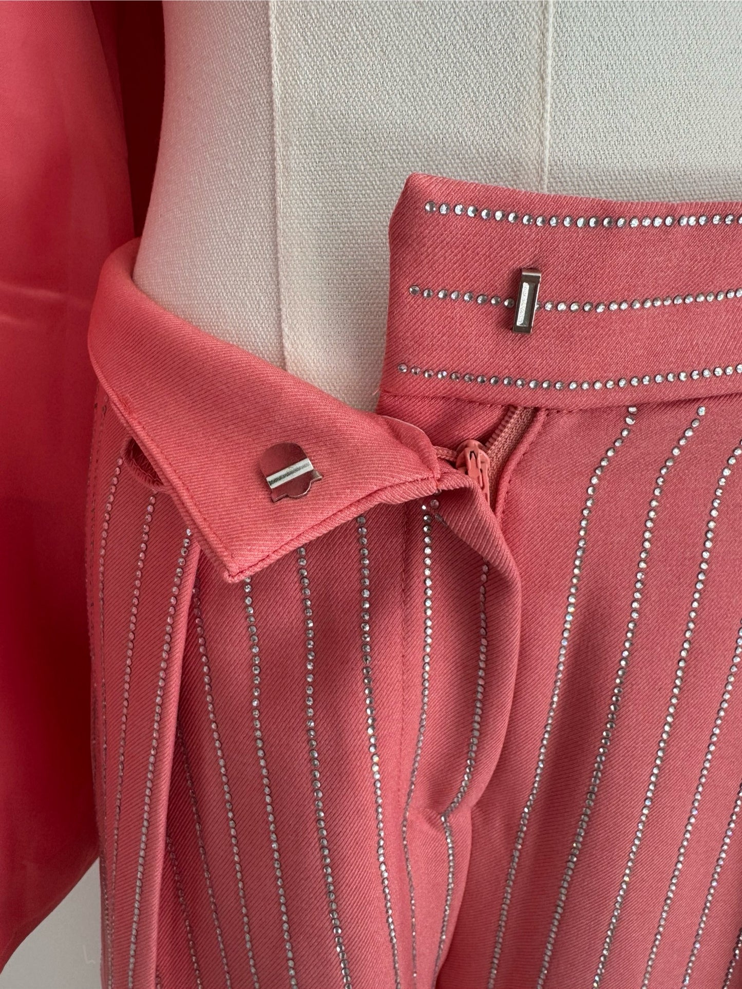 Pink/Salmon Striped Rhinestone Pants