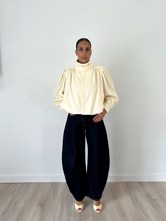 “Rosa” – High Neck Bubble Blouse