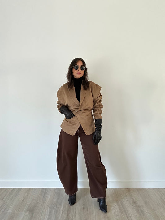 “Camila” – Oversized Suede Jacket (Camel)