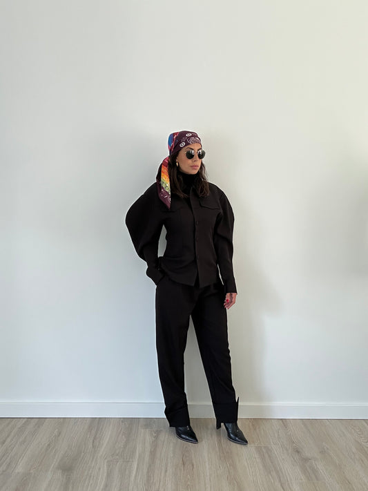 “Mia” – Puffy Shoulder Jacket & Pants Set