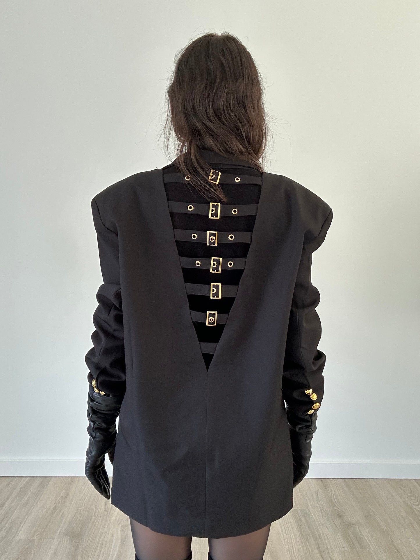 “Julia” Oversized Blazer with Open Back