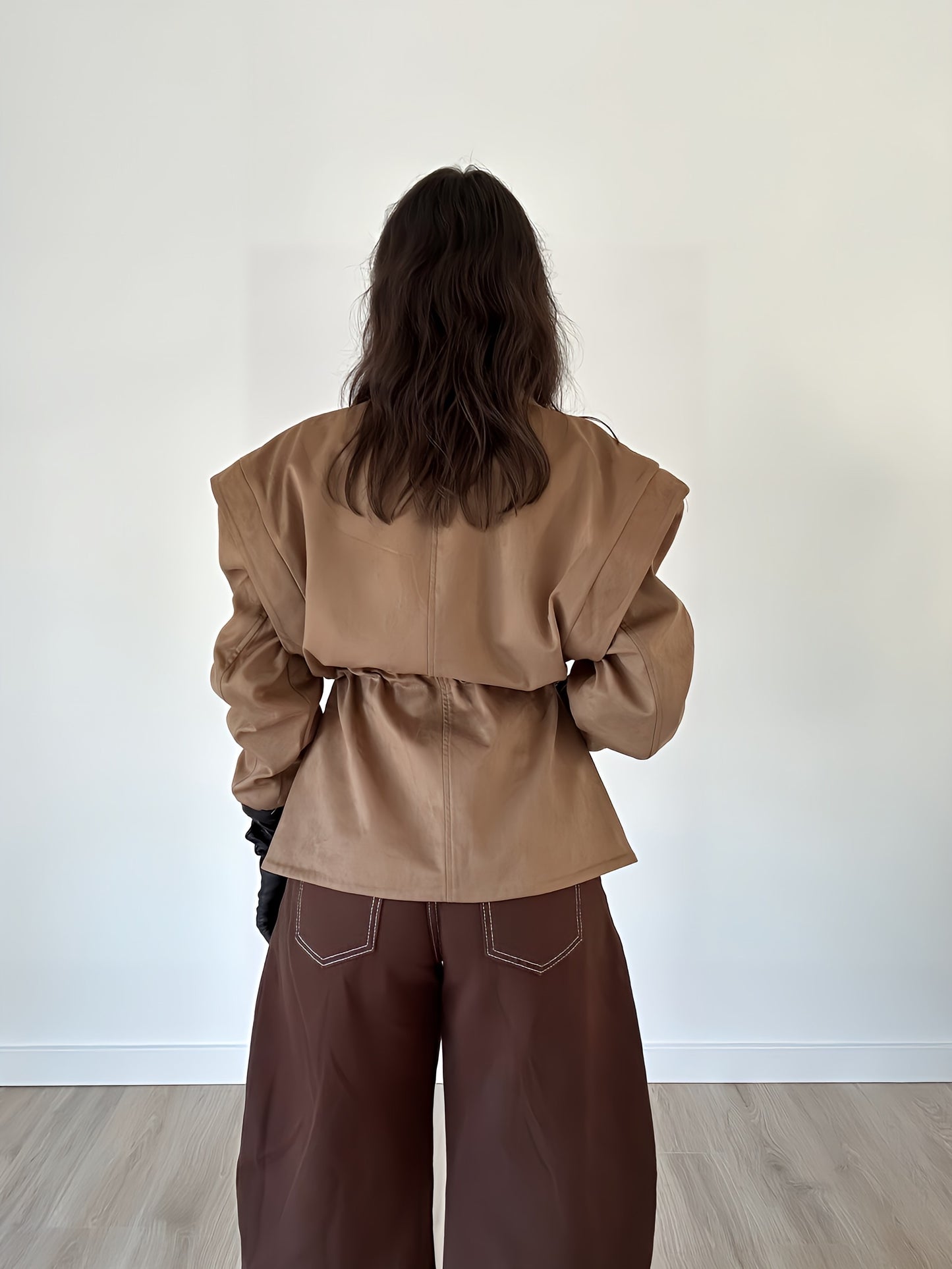 “Camila” – Oversized Suede Jacket (Camel)