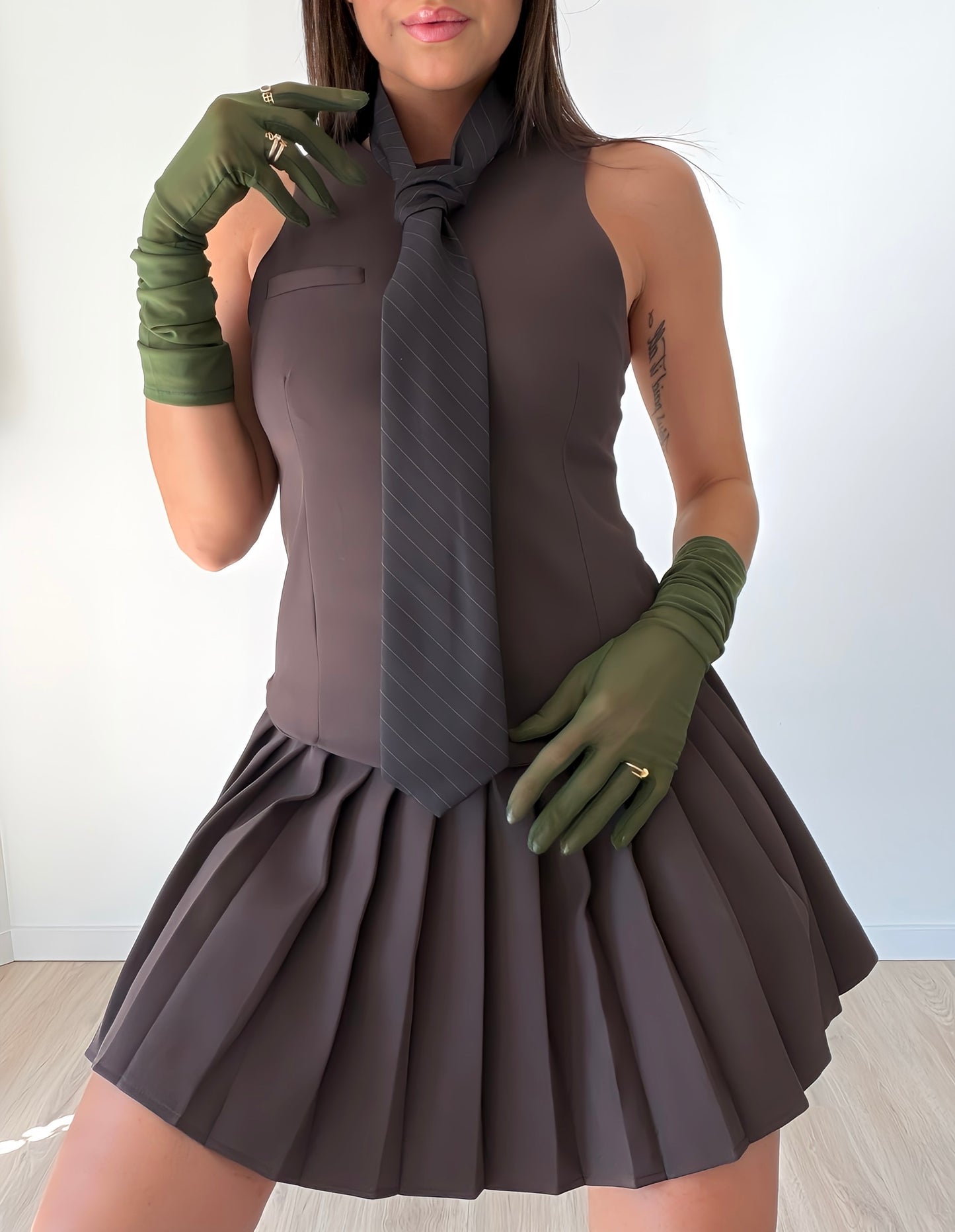 Paolina Tie Dress - Chocolate