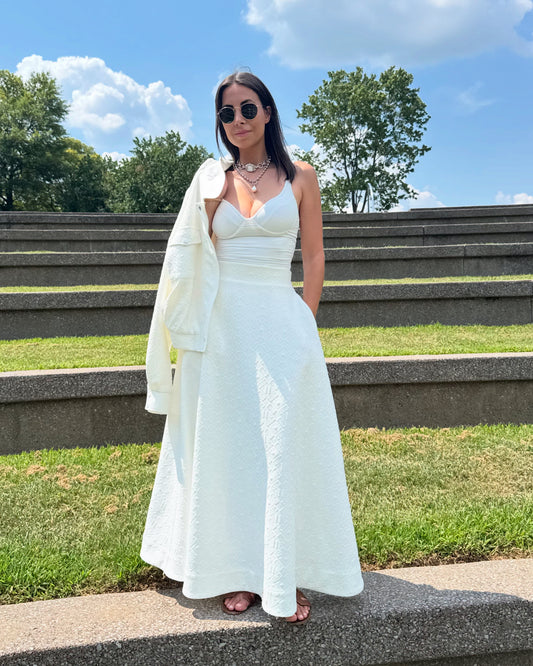 Ivory Embossed Maxi Skirt