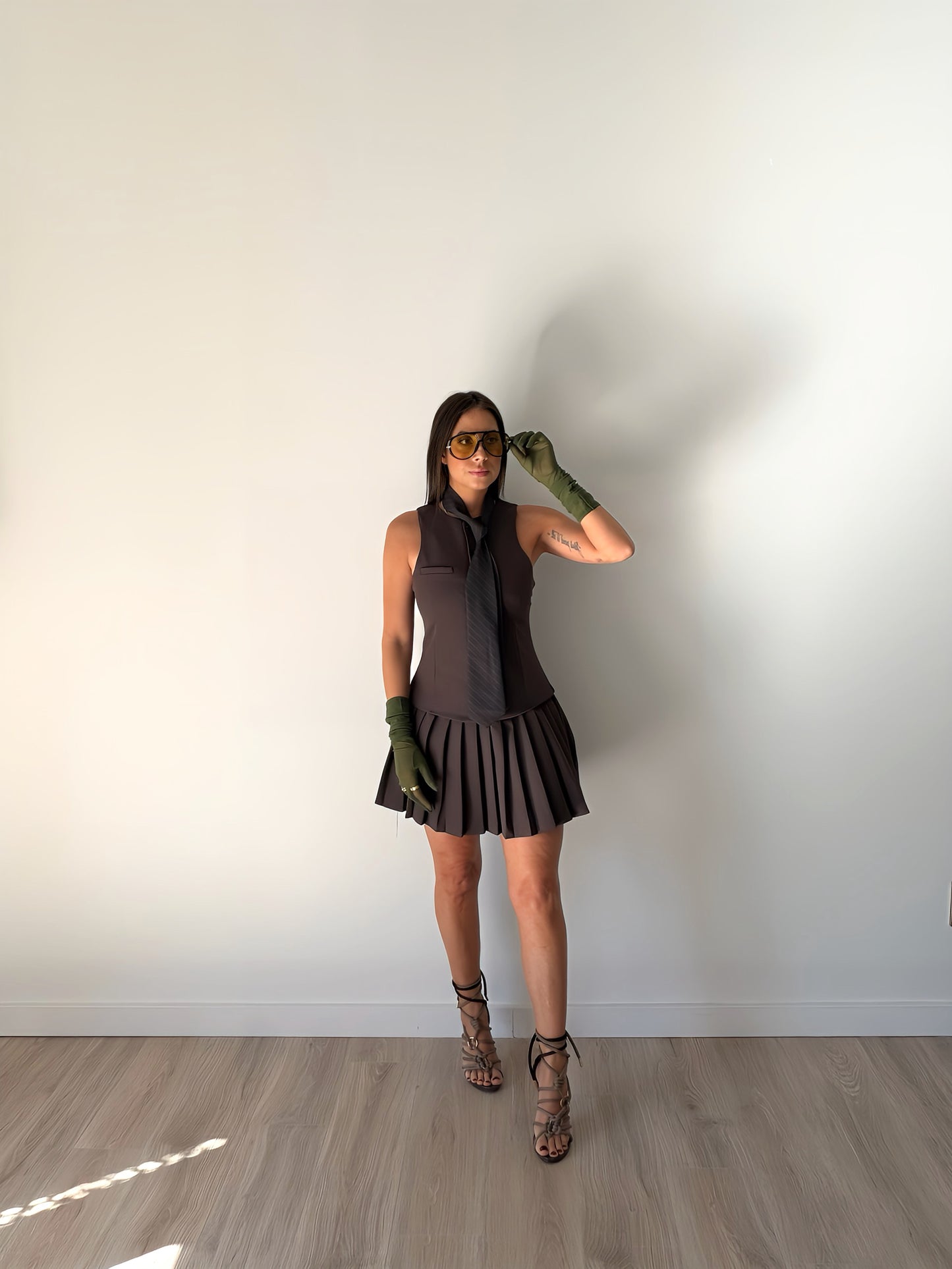 Paolina Tie Dress - Chocolate
