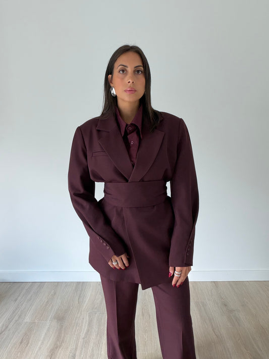 Maria Burgundy Pants & Blazer Set