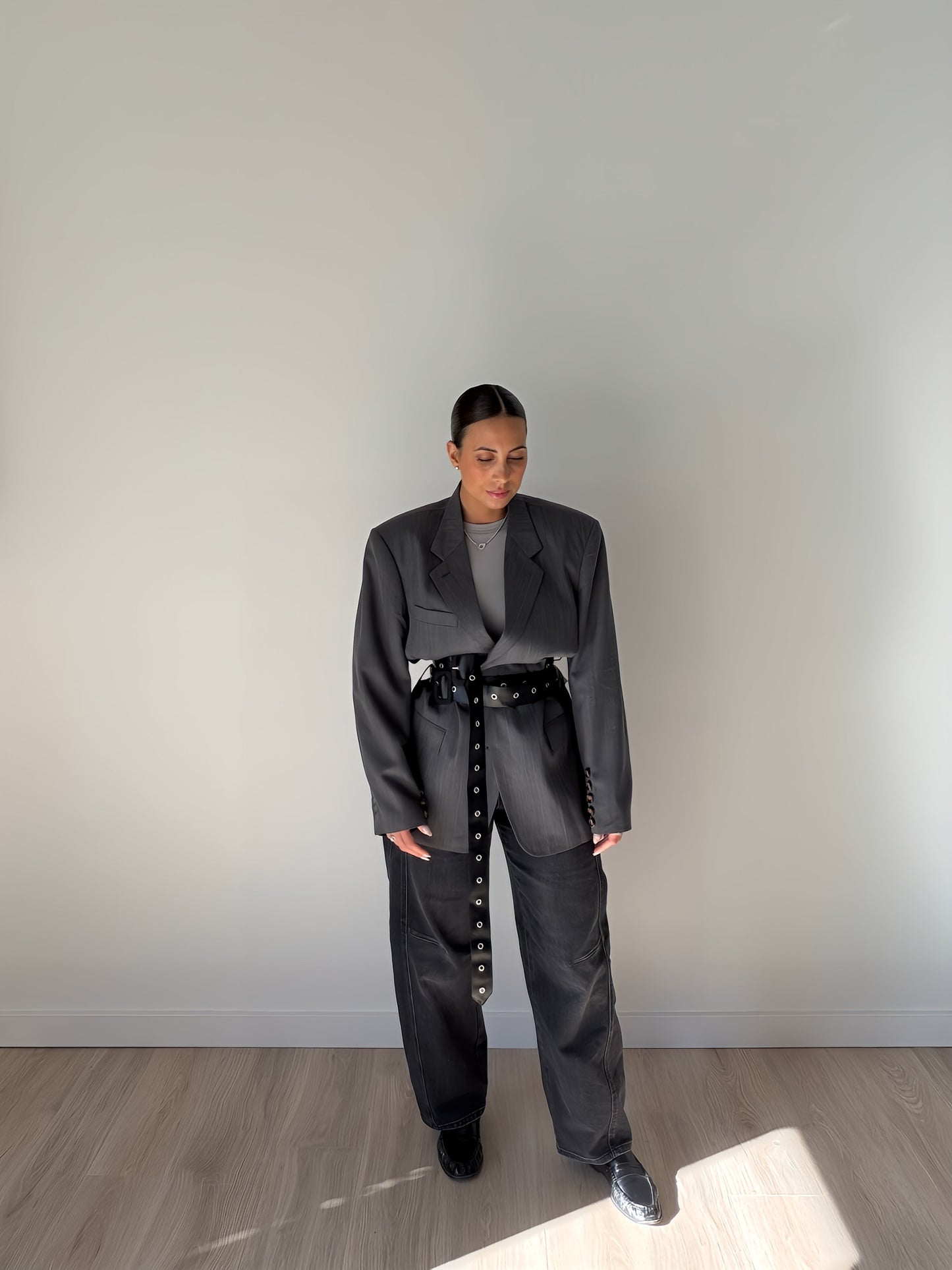 Vivian Double-Belt Structured Blazer