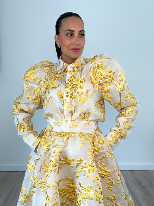 Ivory & Yellow Gold Lurex 3-Piece Set