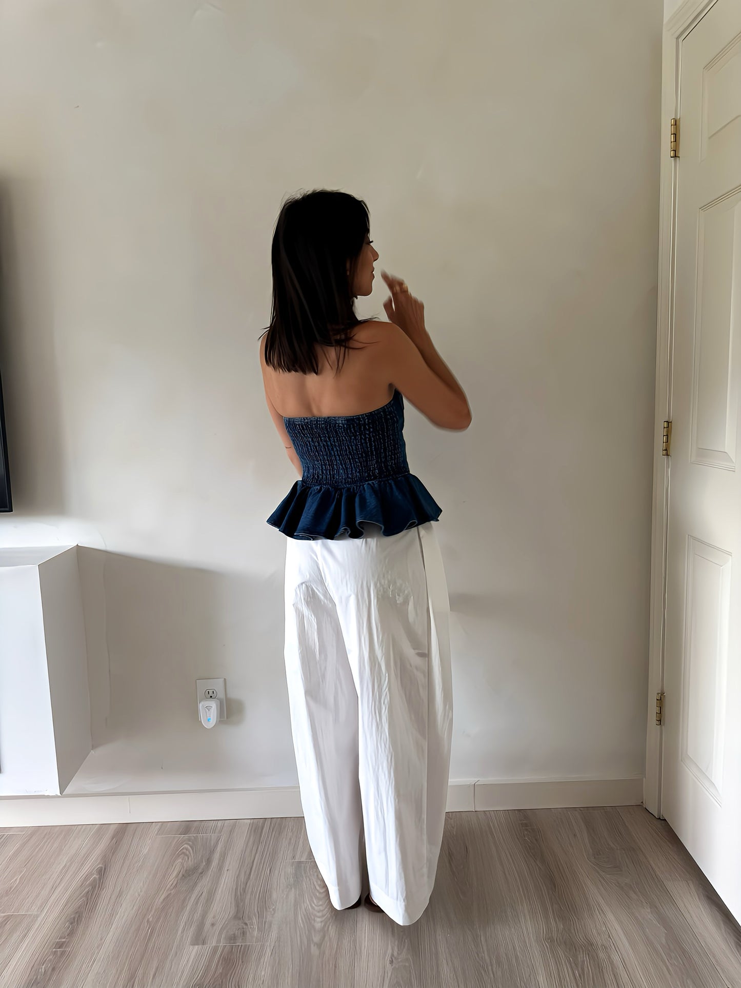 Overlapping Wrap Waist Tie Wide-Leg Pants