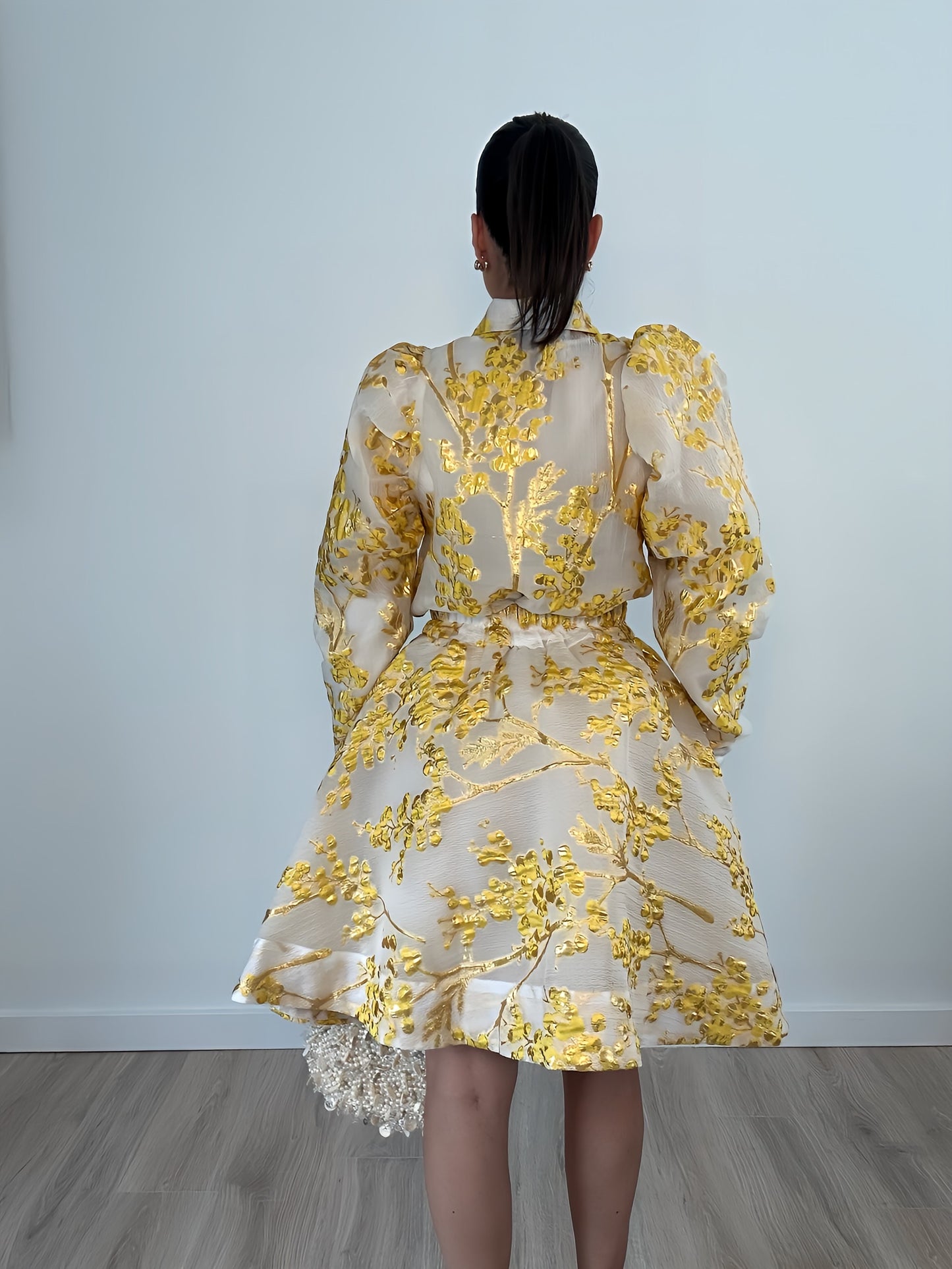 Ivory & Yellow Gold Lurex 3-Piece Set