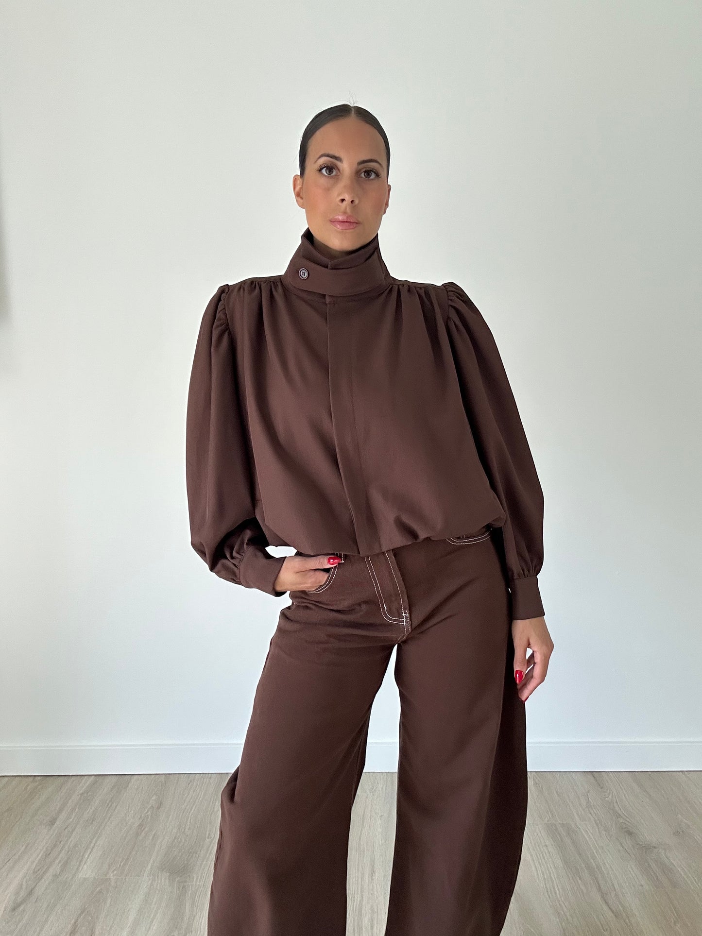 “Rosa” – High Neck Bubble Blouse