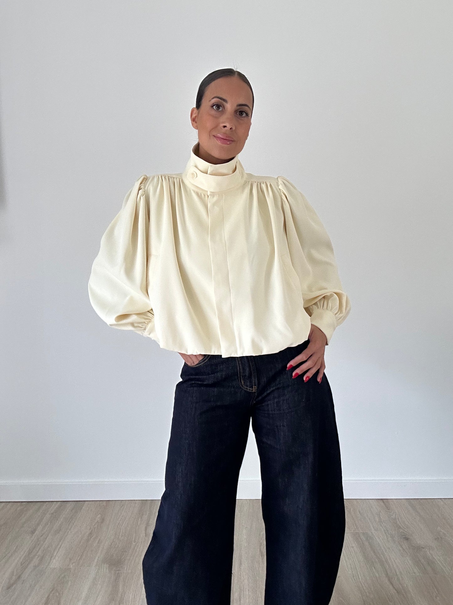 “Rosa” – High Neck Bubble Blouse