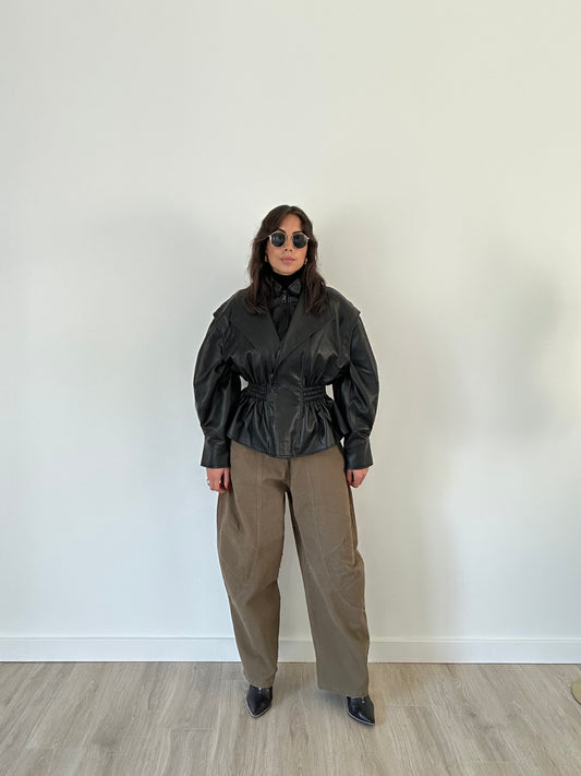 “Lucia” – Oversized Barrel Jeans (Army Green)