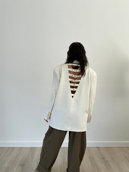 “Julia” Oversized Blazer with Open Back