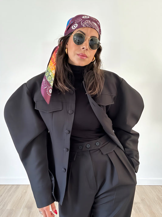 “Mia” – Puffy Shoulder Jacket & Pants Set