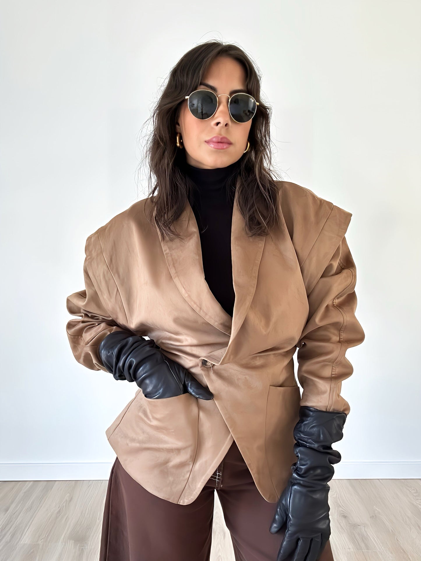 “Camila” – Oversized Suede Jacket (Camel)