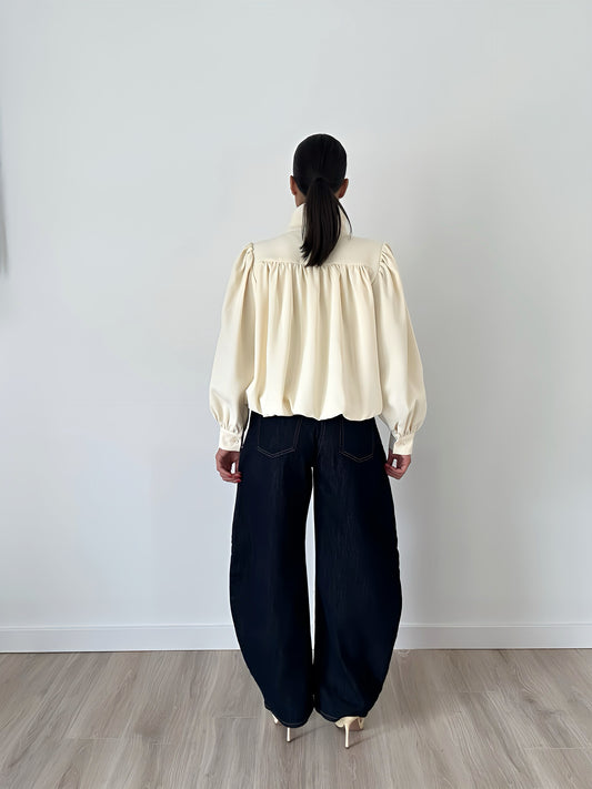 “Rosa” – High Neck Bubble Blouse
